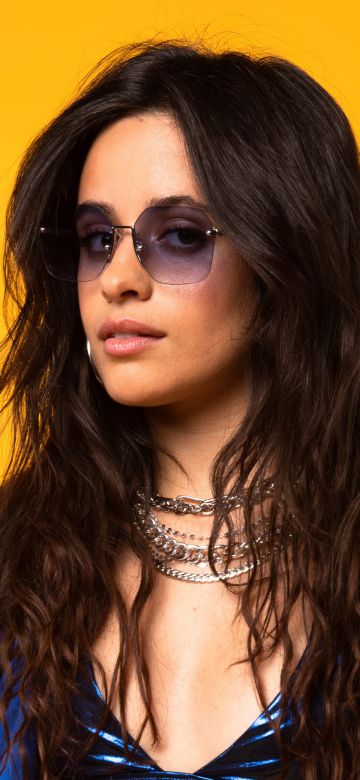 Camila Cabello, Portrait, Yellow background, 5K