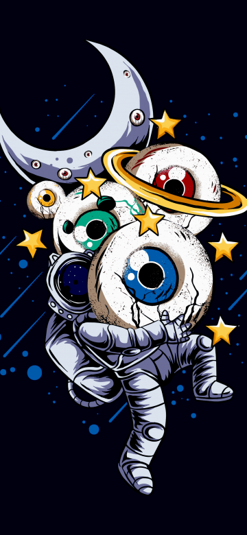 Weirdcore, Astronaut, Eyes, Dark background, 5K