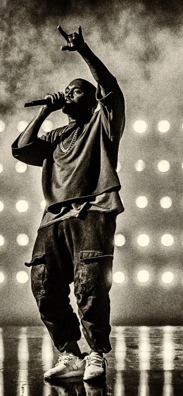 Kanye West, 5K, Live concert, Sepia background, American rapper