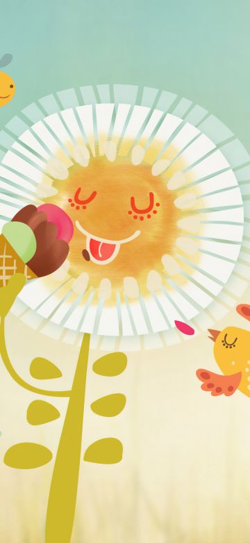 May (Month), Sunny day, Ice cream, Funny, Cartoon, Illustration, 5K