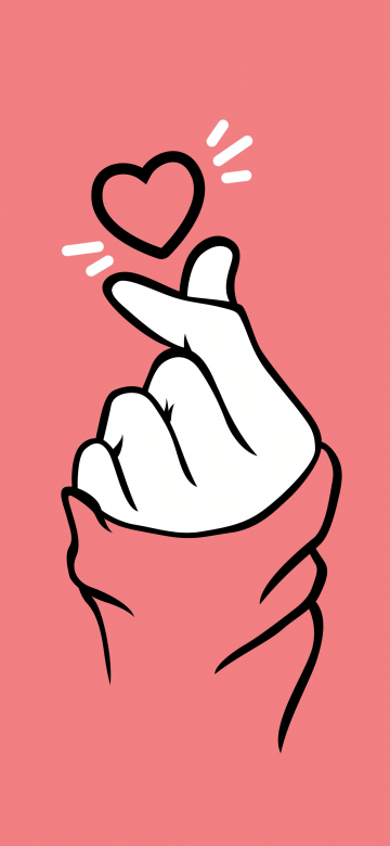 Finger heart, Pastel pink, Minimalist, Pastel background, 5K, 8K, Love heart