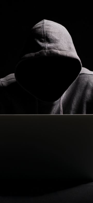 Hacker, Hacking, Hooded Man, Laptop, Dark background, 5K