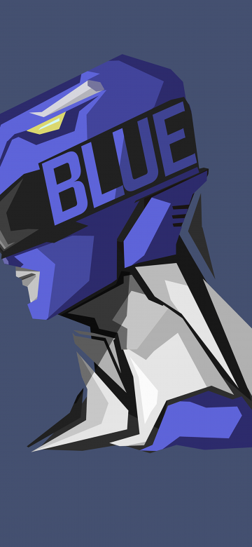 Blue Ranger, Power Rangers, Blue background, Minimal art, 5K, 8K