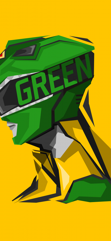 Green Ranger, Power Rangers, Yellow background, Minimal art, 5K, 8K