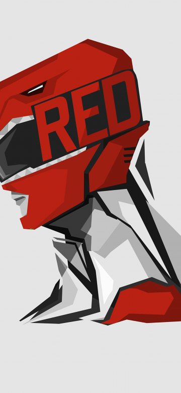 Red Ranger, Power Rangers, White background, Minimal art, 5K, 8K