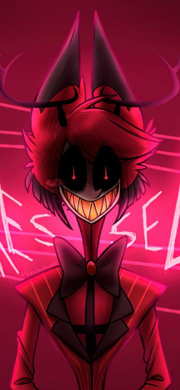 Alastor, Hazbin Hotel, Red background, 5K