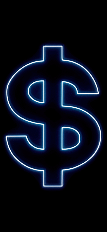 Dollar, Glow in dark, 5K, 8K, Black background, AMOLED