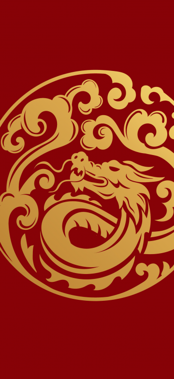 Year of the Dragon, Chinese New Year, Red background, 5K