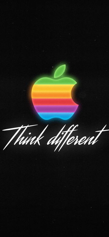 Think different, Apple logo, Colorful, Black background