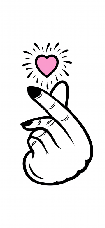 Finger heart, Minimalist, Pink Heart, White background, 5K, 8K, South Korean, K-pop