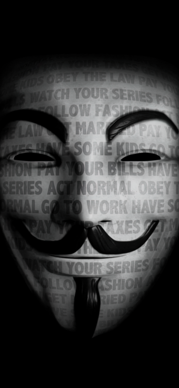 Anonymous, 8K, Hacker, Mask, 5K, Black background, AMOLED