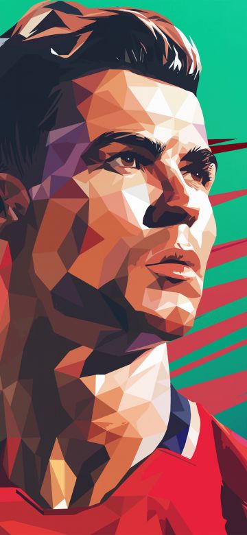 Cristiano Ronaldo, Low poly, Portrait, 5K