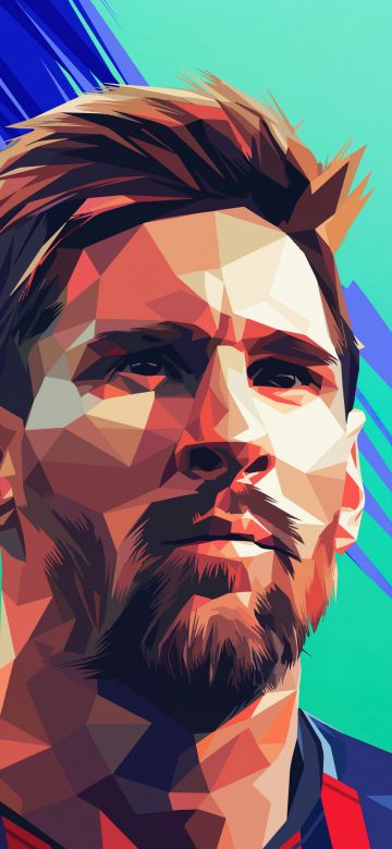 Lionel Messi, Low poly, Portrait, 5K