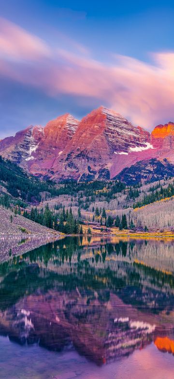 Maroon Bells, Colorado, Elk Mountains, Maroon Lake, White River National Forest, USA, Aesthetic