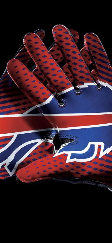 Buffalo Bills, Gloves, Black background, NFL team, American football team, AMOLED, 5K, 8K