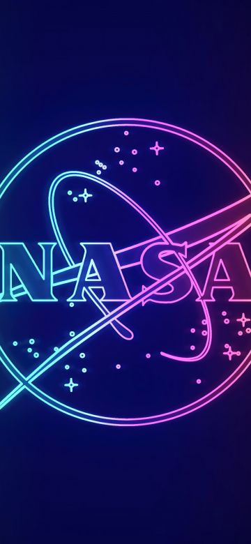 NASA, Neon logo, Dark blue, 5K