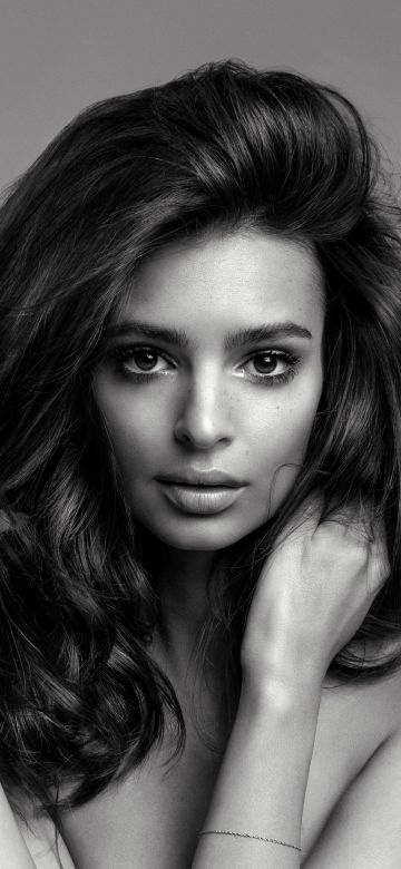 Emily Ratajkowski, Black and White, 5K, Monochrome, Portrait, American model