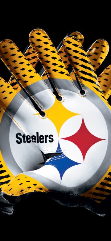 Pittsburgh Steelers, Gloves, American football team, NFL team, Black background, AMOLED, 5K, 8K