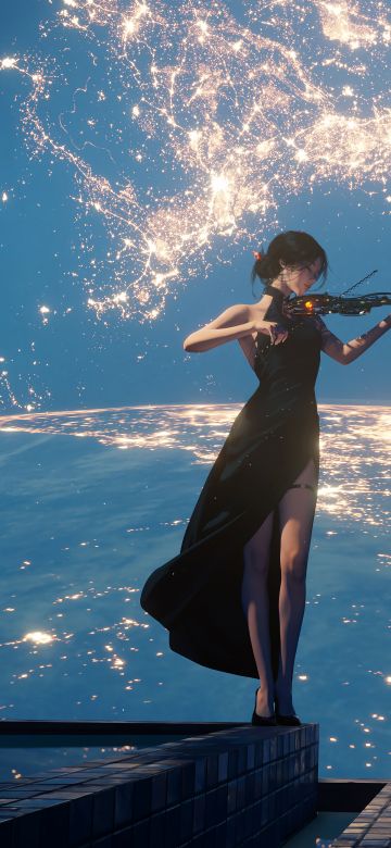 WLOP, Digital Art, Playing violin, Fantasy girl, 5K, 8K, Surreal, Planet Earth