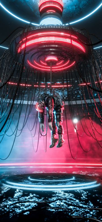 Cyberpunk, Neon art, Chandelier, Science fiction, 5K, Digital Art