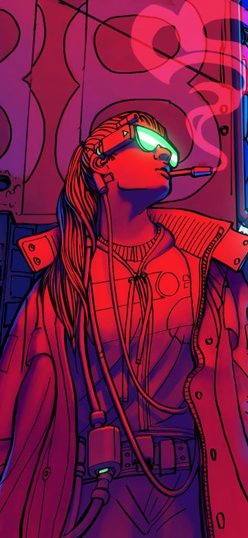 Baddie, Cyberpunk girl, Neon art, Badass, Smoking