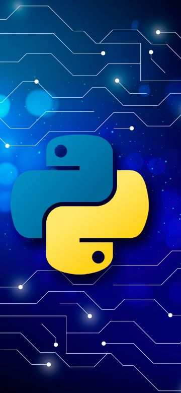 Python, Programming language, 5K, Blue background, Logo