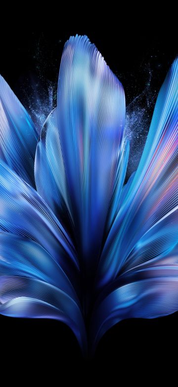 Vivo X Fold, Blue abstract, Black background, 5K, AMOLED