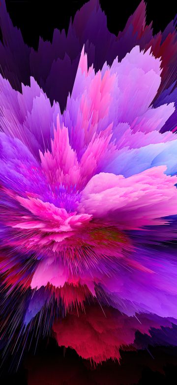 Color burst, Purple abstract, Xiaomi, Stock, 5K, Black background