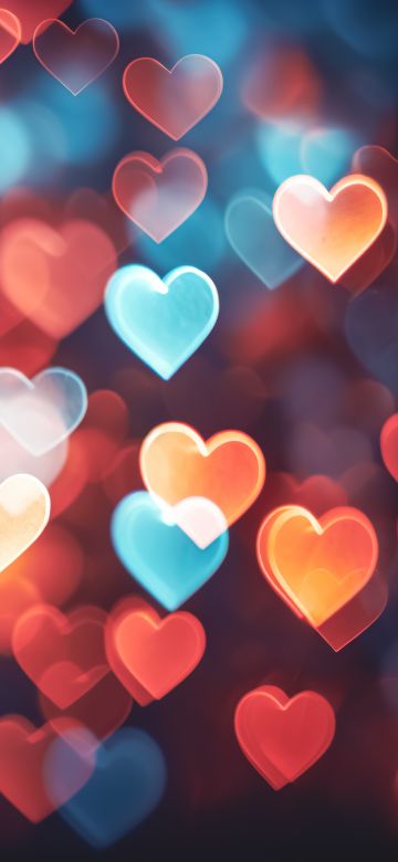 Bokeh Background, Love hearts, Valentine, 5K, AI art