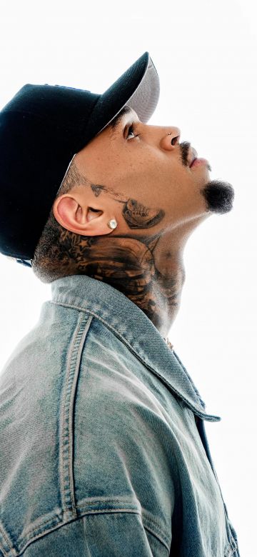 Chris Brown, American singer, 5K, White background