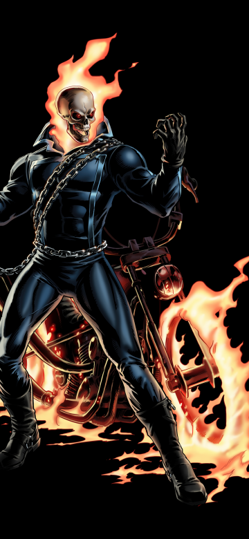 Ghost Rider, 8K, Black background, Marvel Superheroes, AMOLED, Skull, Fire, 5K