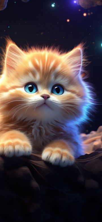 Cute Kitten, AI art, Glowing, 5K