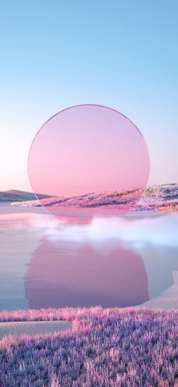 Pink aesthetic, Sunset, Landscape, Lake, Purple aesthetic, Body of Water, 5K