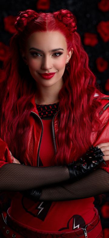 Kylie Cantrall, Descendants: The Rise of Red, 2024 Movies, Red aesthetic, 5K, Dark red