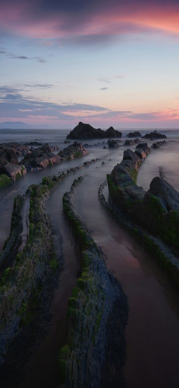 Barrika Beach, Sunset, Spain, Rocky beach