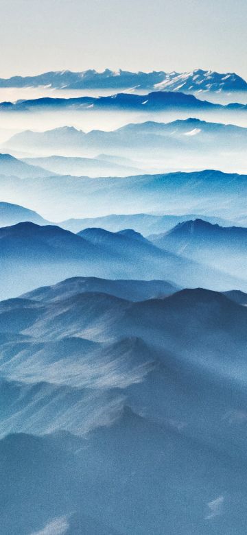 Mountain Peaks, Aerial view, Alps mountains, Cold, 5K, Foggy