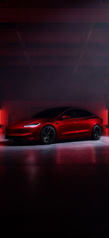 Tesla Model 3, Performance car, Red aesthetic, Red cars, Dark red