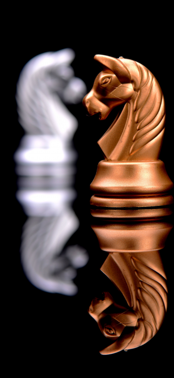 Knight (Chess), Black background, 5K, 8K, AMOLED, Chess pieces