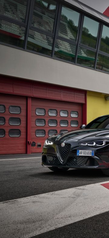 Alfa Romeo Giulia Quadrifoglio, Super Sports Cars, 2024, Black cars