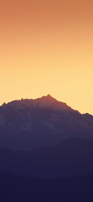 Mountains, Sunset, Silhouette, Yellow sky, Dusk, Sunrise, Seattle, Washington, Landscape, 5K