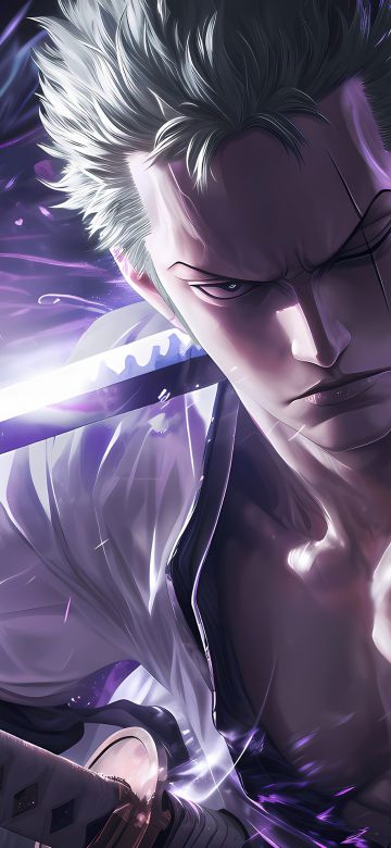 Roronoa Zoro, Purple aesthetic, 5K, AI art, One Piece