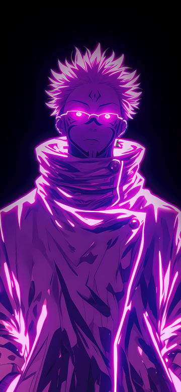 Sukuna, Purple aesthetic, AMOLED, 5K, Black background, Jujutsu Kaisen