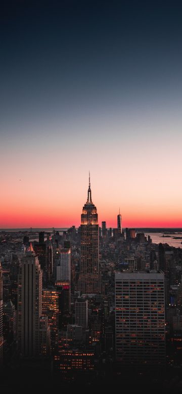 Empire State Building, Skyscraper, New York City, Sunset, Cityscape, Skyline, Urban, 5K