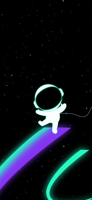 Cute astronaut, 8K, Outer space, Space flight, 5K, Black background, AMOLED