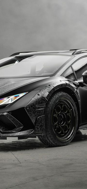 Lamborghini Huracan Sterrato, Mansory, 5K, 2024, Black cars, Dark aesthetic