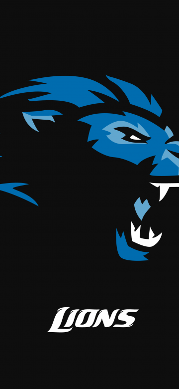 Detroit Lions, Black background, Logo, American football team, NFL team, 5K