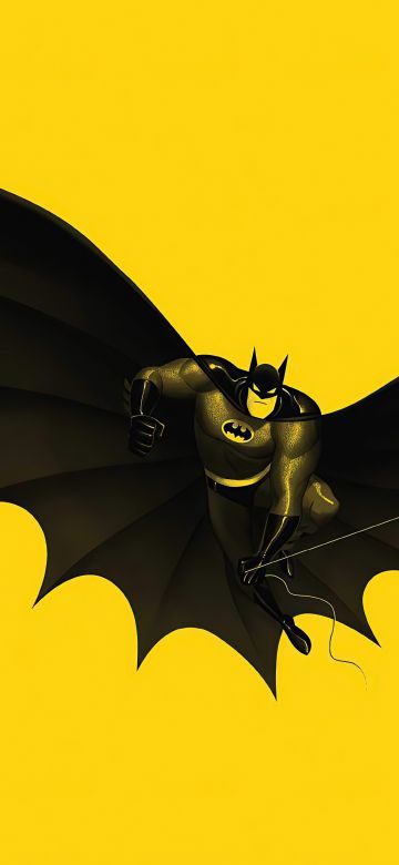 Batman, Minimal art, Yellow background, Black, DC Superheroes, Simple