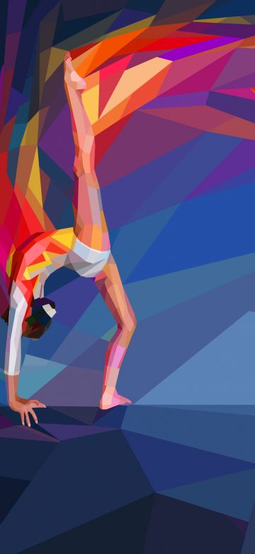 Gymnast, Illustration, Low poly, 5K