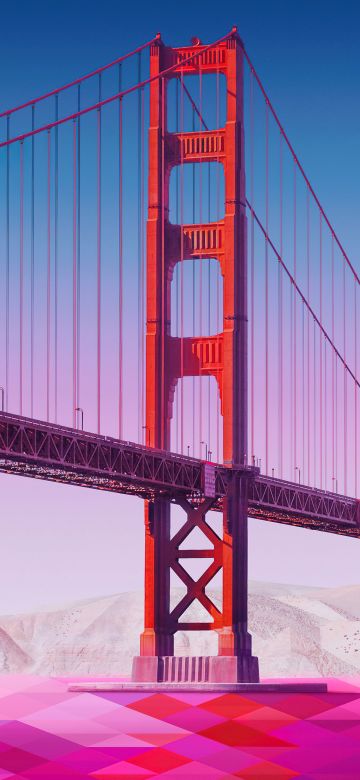 Golden Gate Bridge, Pink aesthetic, Low poly, 5K, Vector art