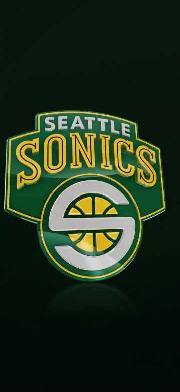 Seattle Supersonics, Basketball team, Logo, NBA, 5K, Green background